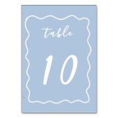 Dusty Blue White Whimsy Scallop Border  Tischnummer (Vorderseite)