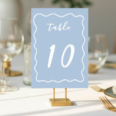 Dusty Blue White Whimsy Scallop Border  Tischnummer