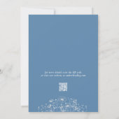 Dusty Blue White Wildblume Foto QR Code Hochzeit Einladung (Rückseite)