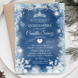 Dusty Blue & White Winter Quinceñera Invite11 Einladung
