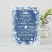 Dusty Blue & White Winter Quinceñera Invite11 Einladung (Stehend Vorderseite)
