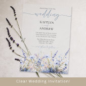 Dusty Blue Wild Blume Elegante Script Wedding Acryleinladungen