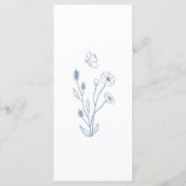Dusty Blue Wildblume and Butterfets Menu Card Menükarte (Rückseite)