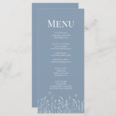 Dusty Blue Wildblume and Butterfets Menu Card Menükarte (Vorne/Hinten)