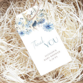 DUSTY Blue Wildblume Baby Dusche Vielen Dank Geschenkanhänger