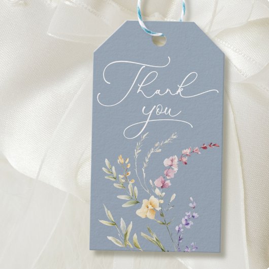 Dusty Blue Wildblume Baby Dusche Vielen Dank Geschenkanhänger