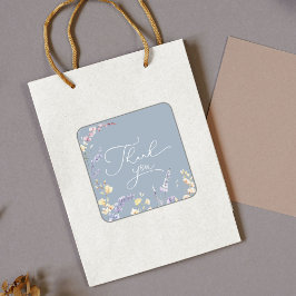 Dusty Blue Wildblume Baby Dusche Vielen Dank Quadratischer Aufkleber