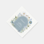 Dusty Blue Wildblume Baby in Bloom Baby Shower Serviette (Ecke)