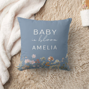 Dusty Blue Wildblume Baby in Bloom Floral Kissen