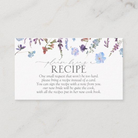 Dusty Blue Wildblume Bitte ein Rezept mitbringen Begleitkarte (Vorderseite)