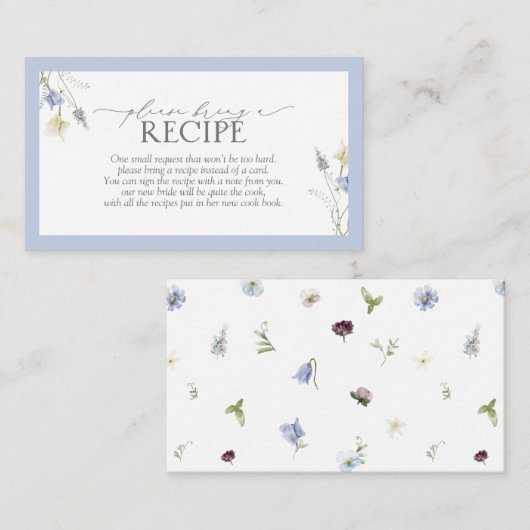 Dusty Blue Wildblume Bitte ein Rezept mitbringen Begleitkarte (Vorne/Hinten)