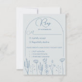 Dusty Blue Wildblume Bohemisch Arch Wedding RSVP Karte (Vorderseite)