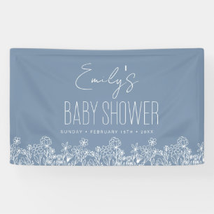 Dusty Blue Wildblume Boho Baby Shower Banner