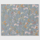 Dusty Blue Wildblume Boho Bloom Garden Boho Geschenkpapier (Flach)