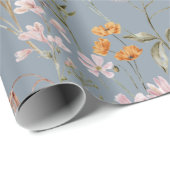 Dusty Blue Wildblume Boho Bloom Garden Boho Geschenkpapier (Rolleneckpunkt)