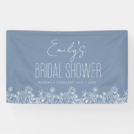 Dusty Blue Wildblume Boho Brautparty Banner