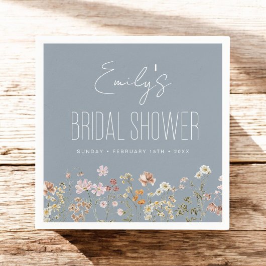 Dusty Blue Wildblume Boho Brautparty in Bloom Serviette