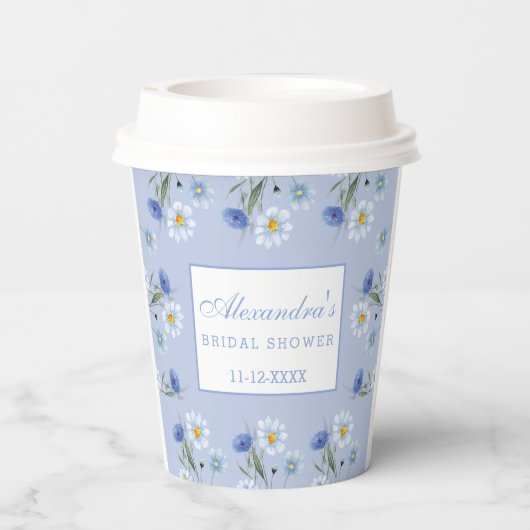 Dusty Blue Wildblume Boho Brautparty Pappbecher (Rückseite)