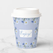 Dusty Blue Wildblume Boho Brautparty Pappbecher (Vorderseite)