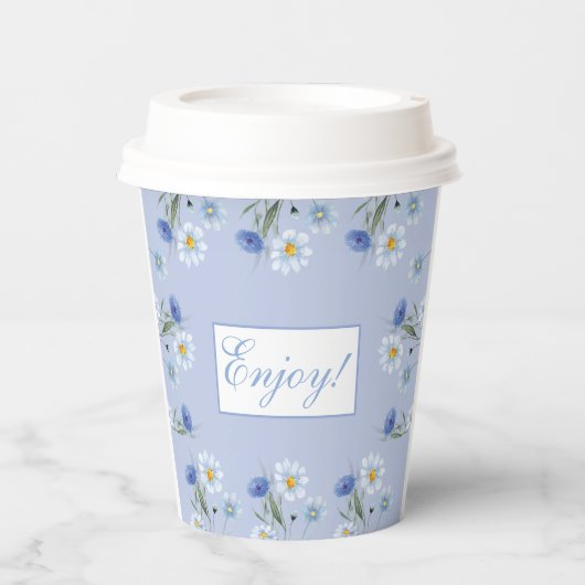 Dusty Blue Wildblume Boho Brautparty Pappbecher (Vorderseite)