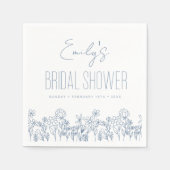 Dusty Blue Wildblume Boho Brautparty Serviette (Vorderseite)