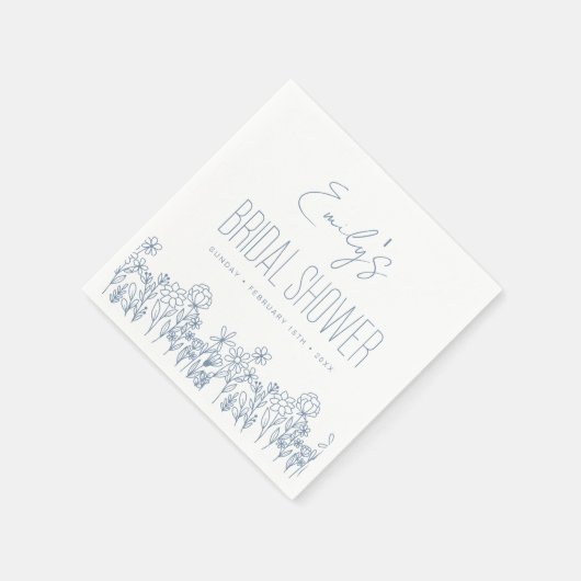 Dusty Blue Wildblume Boho Brautparty Serviette (Ecke)