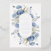 Dusty Blue Wildblume Boho Chic Garden Wedding Folieneinladung (Vorderseite)
