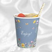 Dusty Blue Wildblume Boho Floral Brautparty Pappbecher