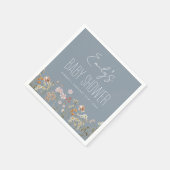 Dusty Blue Wildblume Boho Kinderdusche in Bloom Serviette (Ecke)