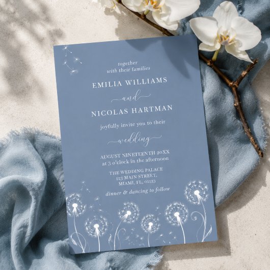 Dusty Blue Wildblume Boho Wedding Einladung