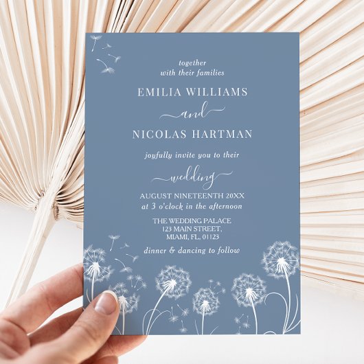 Dusty Blue Wildblume Boho Wedding Einladung