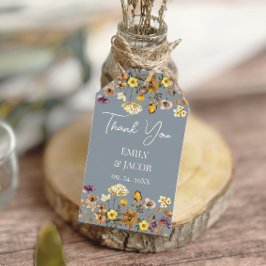 Dusty Blue Wildblume Boho Wedding Geschenkanhänger