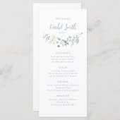 Dusty Blue Wildblume Boho Wedding Guest Name Menükarte (Vorne/Hinten)