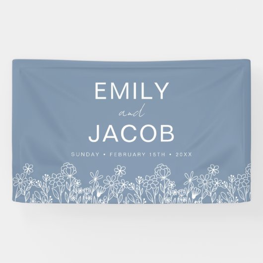 Dusty Blue Wildblume Boho Wedding in Bloom Banner (Horizontal)