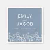 Dusty Blue Wildblume Boho Wedding in Bloom Serviette (Vorderseite)