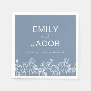 Dusty Blue Wildblume Boho Wedding in Bloom Serviette