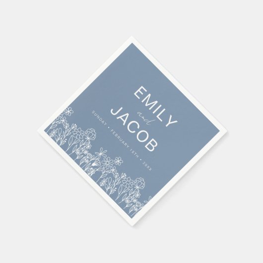 Dusty Blue Wildblume Boho Wedding in Bloom Serviette (Ecke)