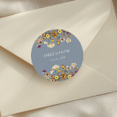 Dusty Blue Wildblume Boho Wedding Runder Aufkleber