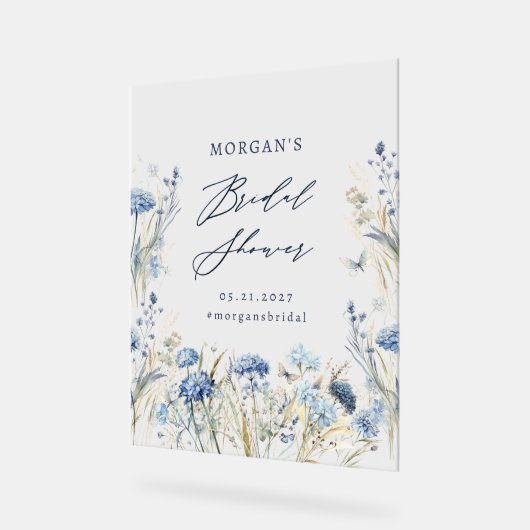 Dusty Blue Wildblume Brautparty Acrylschild (Winkel)