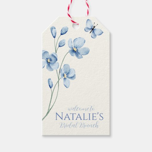 Dusty Blue Wildblume Brautparty Begrüßungsgeschenk Geschenkanhänger (Vorderseite)