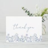 Dusty Blue Wildblume Brautparty Dankeskarte (Stehend Vorderseite)