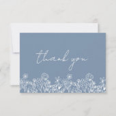 Dusty Blue Wildblume Brautparty Dankeskarte (Vorderseite)