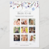 Dusty Blue Wildblume Brautparty Game (Vorderseite)