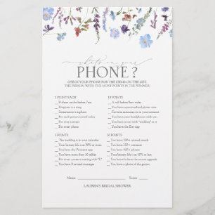 Dusty Blue Wildblume Brautparty Game