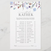 Dusty Blue Wildblume Brautparty Game (Vorderseite)