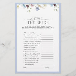 Dusty Blue Wildblume Brautparty Game