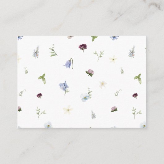 Dusty Blue Wildblume Brautparty Game Begleitkarte (Rückseite)