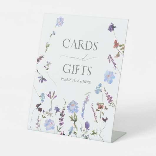 Dusty Blue Wildblume Brautparty Gift Sockelschild (Vorderseite)