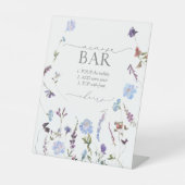 Dusty Blue Wildblume Brautparty Mimosa Bar Sockelschild (Vorderseite)