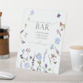 Dusty Blue Wildblume Brautparty Mimosa Bar Sockelschild (In SItu)